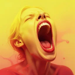yellow, red color gradients that form a fluid, orgasmic scream, 8 k, concept art, octane render, trending on artsstation.