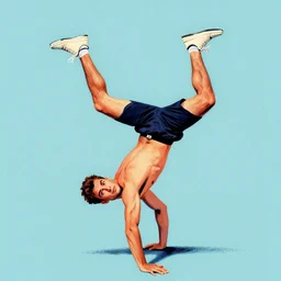 shirtless man cartwheel, pop art style