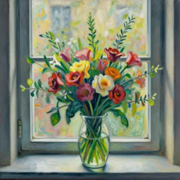bouquet of flowers on the window by vincent jeannerot