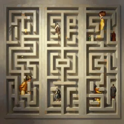 3 d maze pattern on a wall, fantasy, highly detailed, digital painting, artstation, concept art, animation art, art by greg rutkowski and tyler jacobson and alphonse mucha