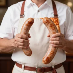 world - winning bratwurst in a uniform, photography, foodie, highly detailed, bright lighting,