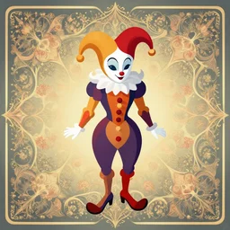 an isometric portrait of a harlequin, art nouveau, fractal flowering background, digital art, trending on artstation,