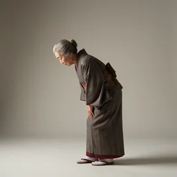 bunraku puppet of a lone old woman walks bent over, side view, studio lighting, sigma 8 5 mm f / 1. 4, award winning