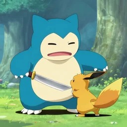 snorlax killing pickachu with a knife