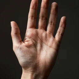 macro photo of one!! elegant gorgeous detailed woman's hand palm up, palm lines, instagram photo, studio photo