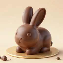 chocolate cake shape like bunny, octane render, tasty, 8 k,