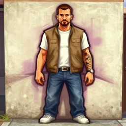 orelsan in gta v covert art painted by stephen bliss, centered, uncropped