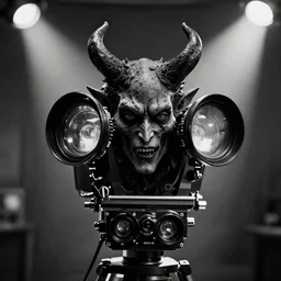 a haunting portrait of a demon, headshot, stage lighting, kodak eastman double - x black - and - white 5 2 2 2 film stock, panavision millennium xl 2, 1 9 3 0 s -'4 0 s baltar lenses, octane render, digital artwork, trending on artstation