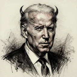 grunge, aggressive sketch, messy lines, dark strokes, drawing of demonic joe biden as a caricature in the style of  Jacob Shaw,creepy, surreal, trending on artstation