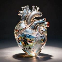 anatomical clear glass heart vessel