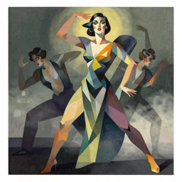 ( ( dither ) ), portrait a woman like reol, modern art deco, dynamic pose, colorful, moody, ( ( mads berg illustration ) ), christopher balaskas, karolis strautniekas, detailed, dynamic composition, wide angle, matte print, volumetric, fog, dramatic lighting, halftone texture, risograph, editorial illustration