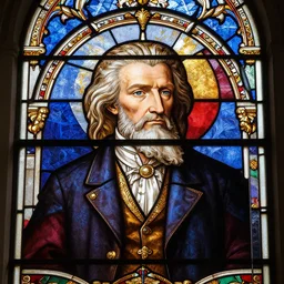 Mozart church stained glass portrait 4K 8K UHD