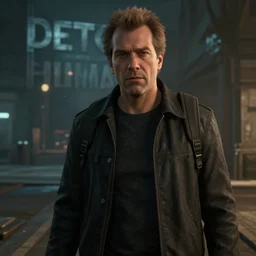 video game still of larry david in the video game detroit become human,