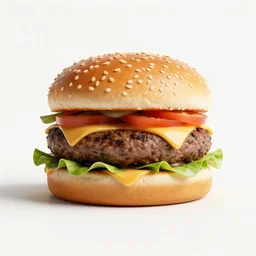 gilded hamburger, clean 3d render, octane render, isolated on a pure white background, centered, entire object in frame, sharp focus, soft studio lighting