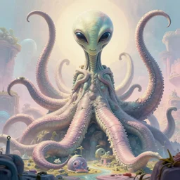 giant ancient alien tentacles artwork, pastel colors, detailed background, extremely detailed, octane rendering, sharp focus, volumetric light