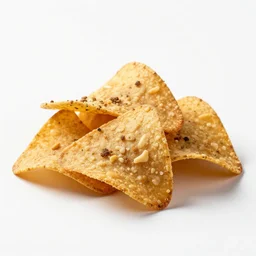 bronze nachos, commercial catalog photo, isolated on a pure white background, centered, entire object in frame, sharp focus, soft studio lighting