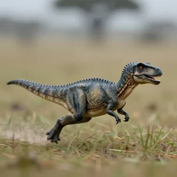 award winning photo by saul leiter of a tiny gray dinosaur running in the savannah, rainy, tiny gaussian blur, insanely detailed, insanely intricate, depth of field, low contrast, wide aperture, action photography