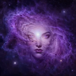 purple cosmic galaxy, digital painting masterpiece, by ilya kuvshinov, by frank frazetta, by mœbius, by reiq, by hayao miyazaki, intricate detail, beautiful brush strokes, advanced lighting technology, 4 k wallpaper, stylized yet realistic anatomy and face, inspired by kill bill animated scene