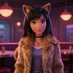 barbie in pulp fiction, retro dive bar, anime, disney, pixar, 8 k, hd, kodak film, volumetric lighting, subsurface scattering, photorealistic, octane render, details, xgen fur