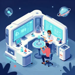 editorial illustration of isometric future science lab mads berg christopher balaskas