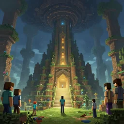 greg manchess concept art of the minecraft sky temple dimension, key visual, ambient lighting, highly detailed, digital painting, artstation, concept art, sharp focus, by makoto shinkai and akihiko yoshida and hidari and wlop and greg rutkowski