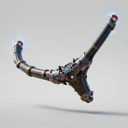 a boomerang with magical gun barrels on both ends, science fantasy, concept art, realism,