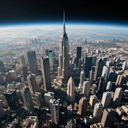 gigantic city seen from spce with cinematic light, 8 k landscape render