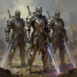 ancient slavic knights as futuristic military specops!!!, plasma blades!!!, sci - fi!!, hyperrealistic, highly detailed, cinematic, volumetric sunlight, beautiful, cgssociety, artstation, 8 k, oil painting by greg rutkowski, by artgerm, by wlop