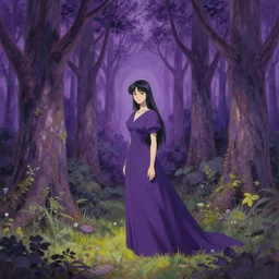 the lone queen of the violetwood valley. this gouache painting by the award - winning mangaka has interesting color contrasts, plenty of details and impeccable lighting.