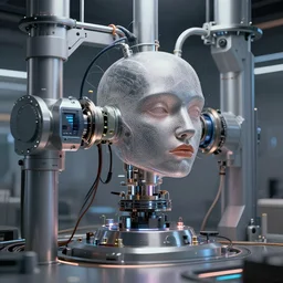 a machine becoming conscious, digital art