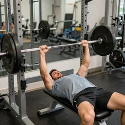 a man bench pressing weights