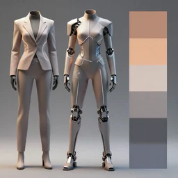 giorgio morandi color scheme. hi - tech uniform. science fiction style. a high set geometric tailoring clothes, laser tape. matte painting. leg mechanical exoskeleton!! full body!! 3 d concept art. marvelous designer clothing. octane render. hyper detailed, character concept, intricate, elegan, smooth, sharp focus