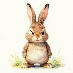 a watercolor sculpture of a grumpy rabbit kid by Steven Spielberg