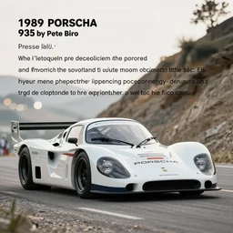 photograph, debadged, 1989 PORSCHE 935, by Pete Biro, press release, cinematic, malibu canyon, 8k, depth of field, bokeh. debadged ,