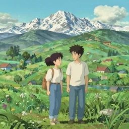 a beautiful render of a Pir Panjal Range by Makoto Shinkai and Mark Simonetti in style of Studio Ghibli ,rendered in octane, 4k ,35mm lens , anime colours