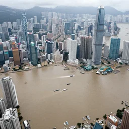 hong kong city flooded, aerial view, associated press, high quality