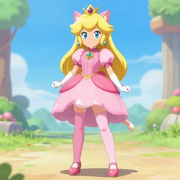 princess peach as a cat girl with leggings