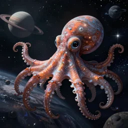 space octopus planets stars tentacles eyes light forward facing arms