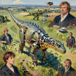 brontosaurus automata, national geographic, aerial drone footage, ilya kuvshinov, greg rutkowski, john singer sargent, anime, trending on artstation, oil painting, intricate