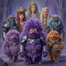beautiful Portrait ethereal painting of a Fraggle Rock friends, purple fur armor, sci-fi, ross tran, artgerm, Ayami Kojima, Amano, Karol Bak, Greg Hildebrandt, and Mark Brooks, neogothic art, detailed, trending on Artstation, intricate, highly detailed