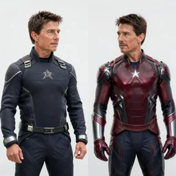 Film still of Tom cruise as Tony stark, avengers, Canon EOS R3, f/1.4, ISO 200, 1/160s, 8K, RAW, unedited, symmetrical balance, in-frame