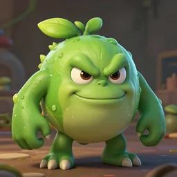 A fierce plant monster with mean eyes and an evil smile, trending on art station