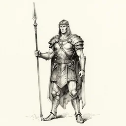 beautiful ink sketch, a skythian spearman by chris riddell