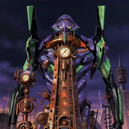 evangelion movie poster, 3 d anime, arcane style, retropunk, steampunk, high resolution, clock tower inside iron and machines, side scrolling, rule of thirds, 4 k, retrofuturism, studio ghibli, simon stalenhag
