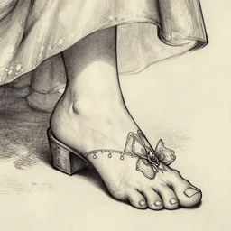princess play foot. decal by award - winning mangaka, intricate details, heavily stylized, muted palette, ink sketch, b & w