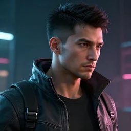 a cyberpunk man, character photography, artstation, highly detailed, ultra realistic, cinematic lighting