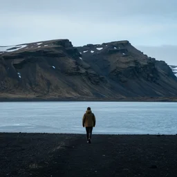 a cinematic wide angle photograph of a traveller walking through a vast serene icelandic landscape, beautiful lighting, high depth, ultra realistic, artistic, by michal karcz and john harris