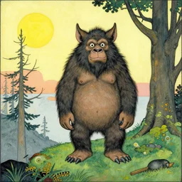 wandering troll in the style of John Bauer