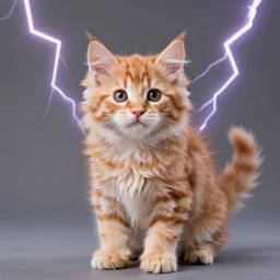 cute fluffy orange tabby kitten, studio lightning