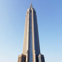 tall, skinny, colorful gothic castle skyscraper